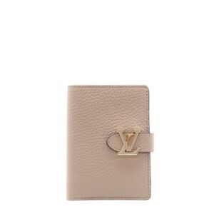 LOUIS VUITTON Taurillon Vertical Compact Wallet, M82198, Bifold Beige, Blue, ...